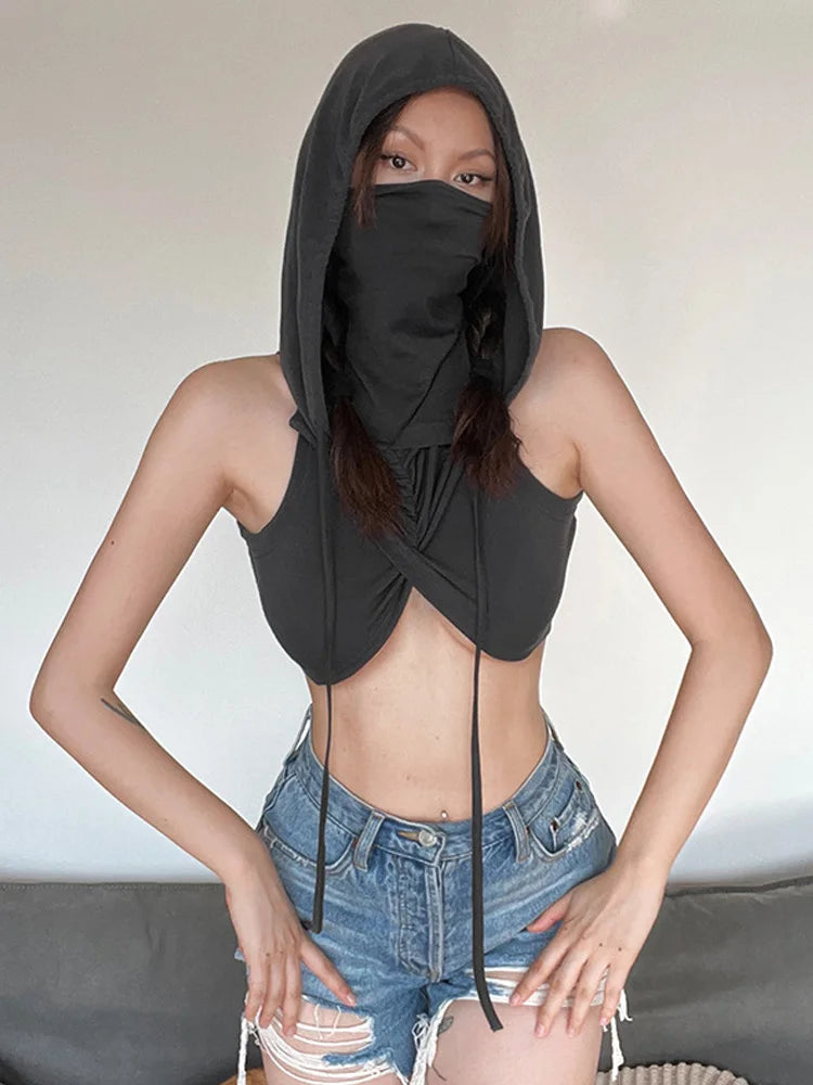 Hooded Solid Slim Sexy Tanks Top