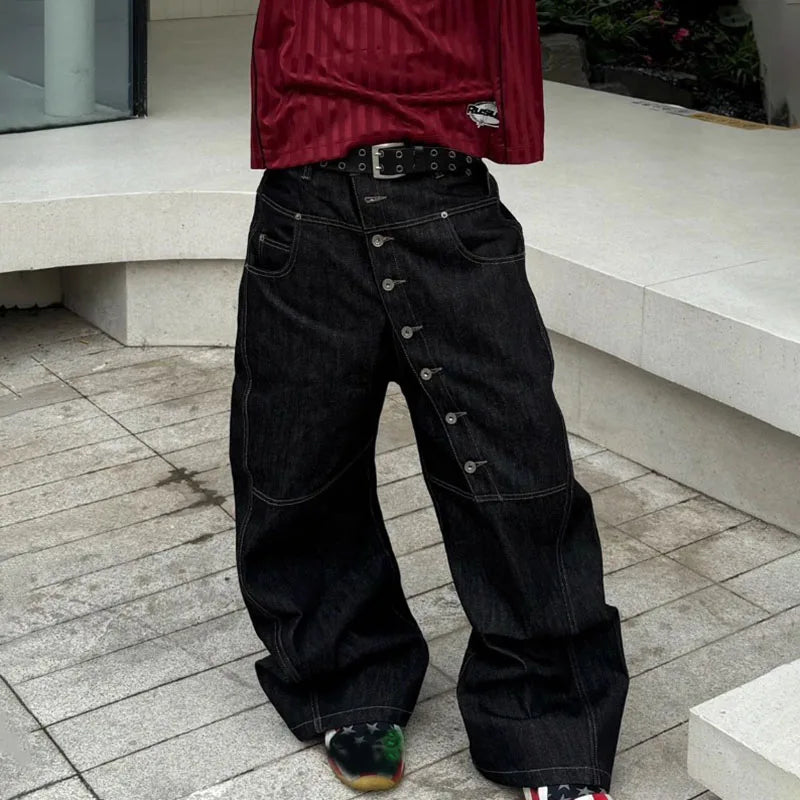 Korean Curved Buckle Jeans