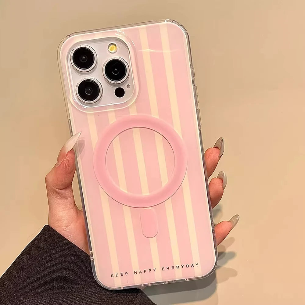Cute Pink Stripes iPhone Case