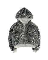 Retro Leopard Print Loose Zipper Hoodie