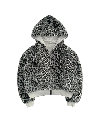 Retro Leopard Print Loose Zipper Hoodie