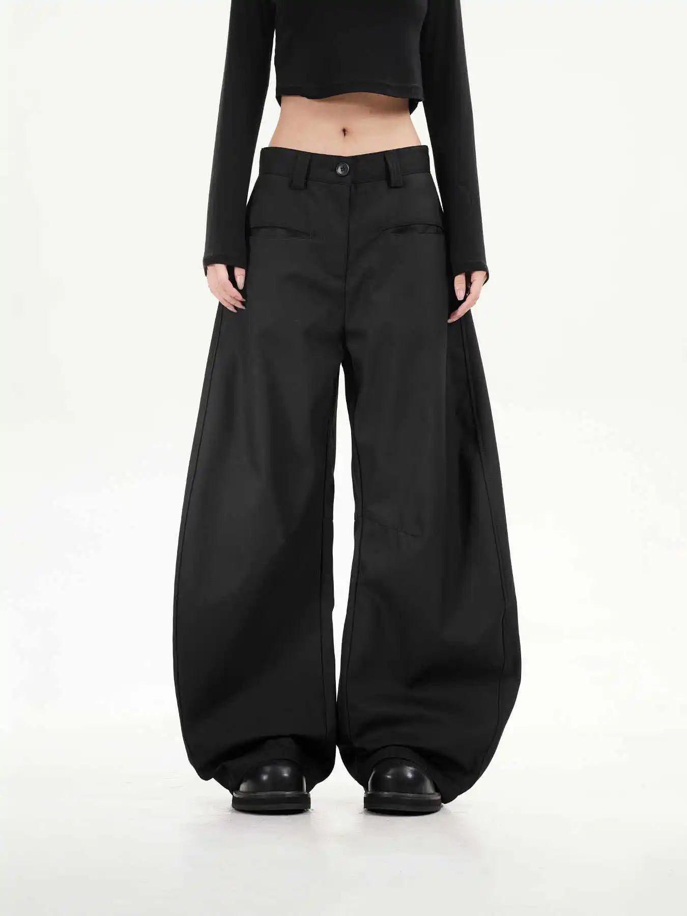 Vintage schwarze weite Hose