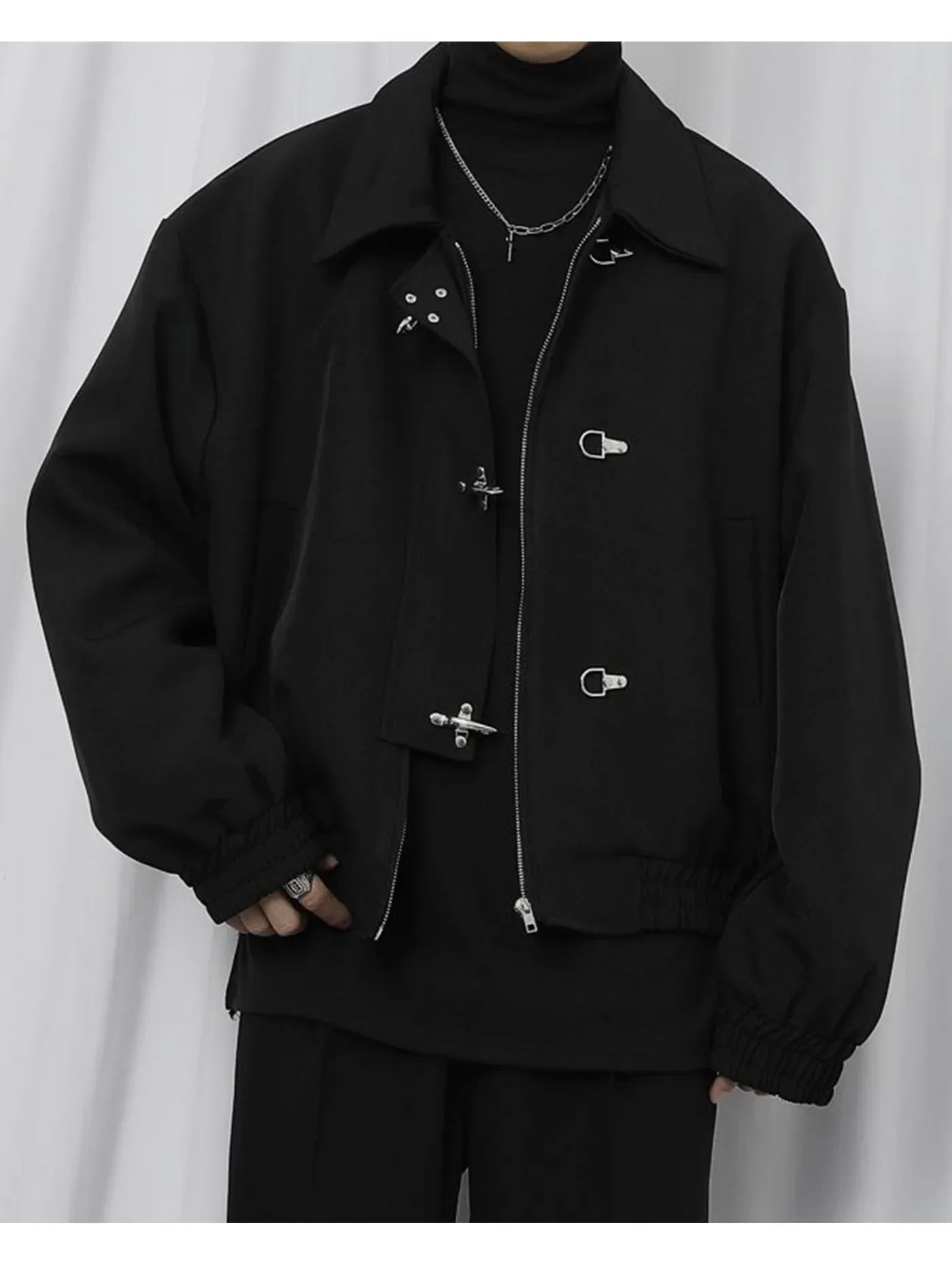 Black Korean Style Minimal Jacket