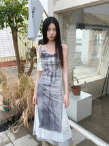 Backless Abstract Maxi Dress