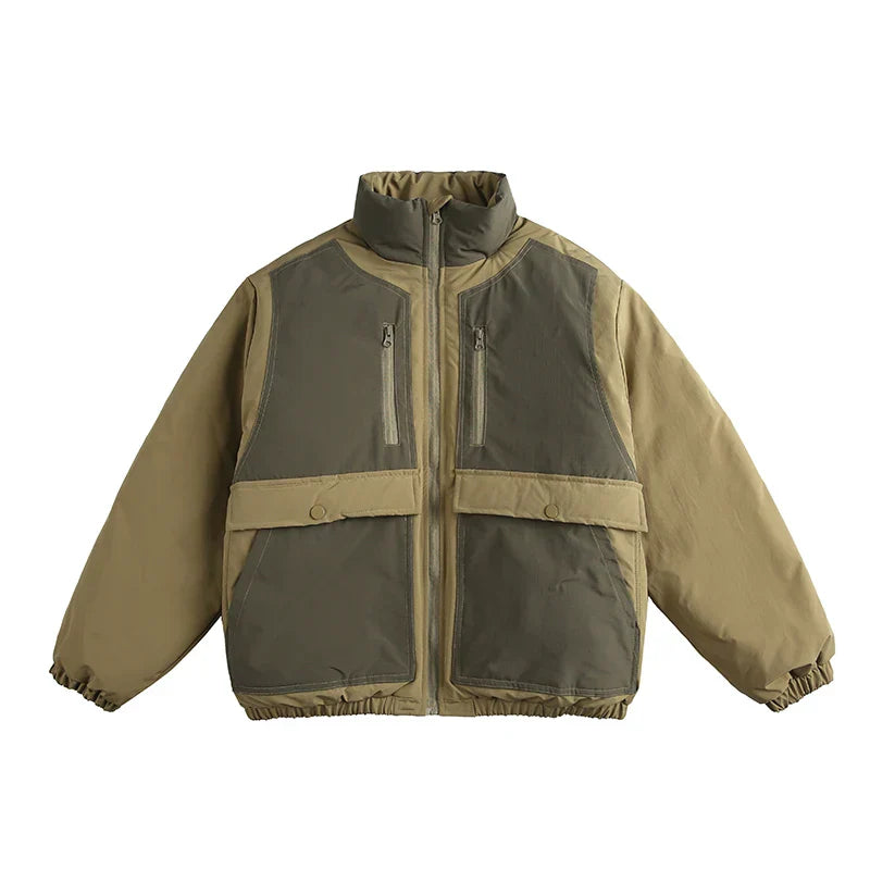 Loose Padded Patchwork Puffer Jacket