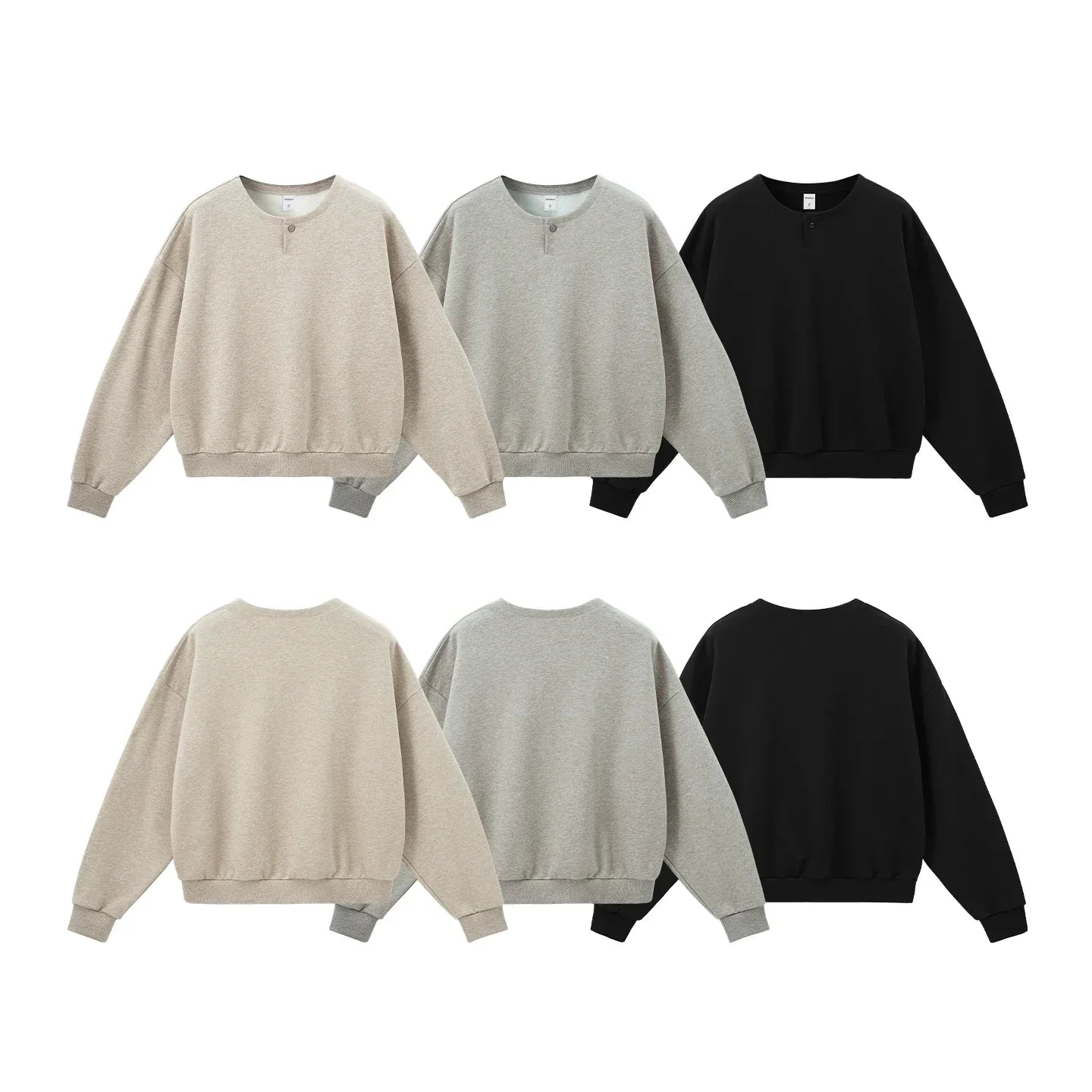 Cozy Loose Fit Henley Sweatshirt