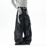 Cyberpunk Patchwork Distressed Jeans