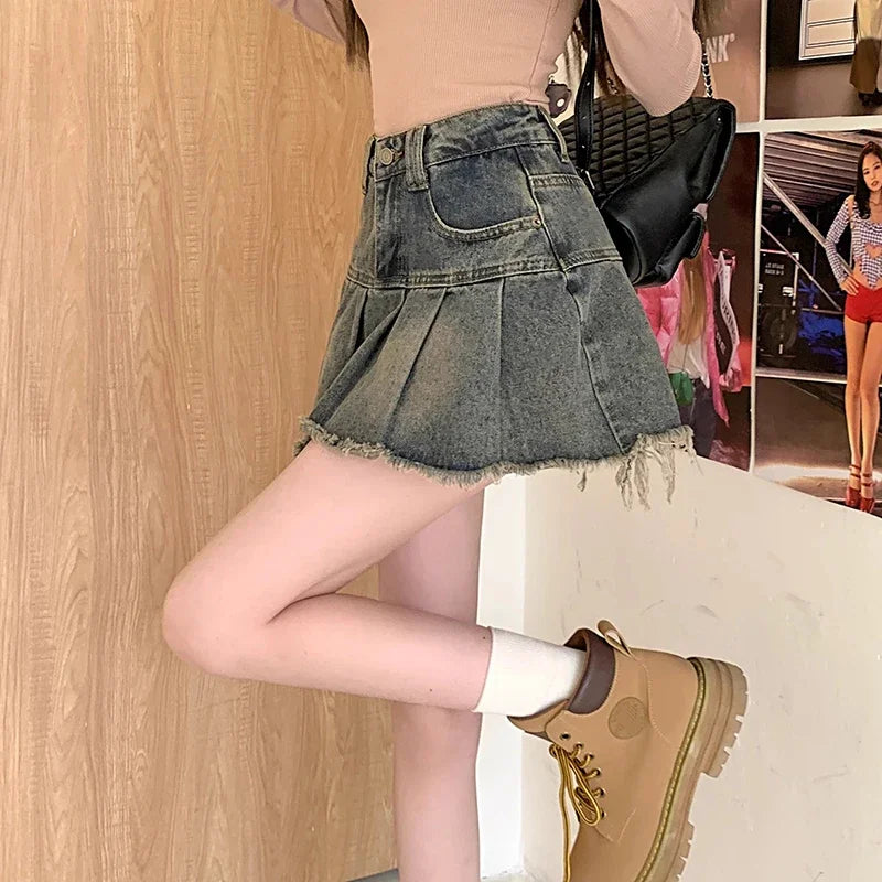 High Waist Denim Mini Skirts