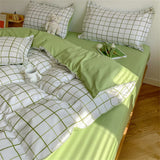 Pink Plaid Bowknot Bedding Set