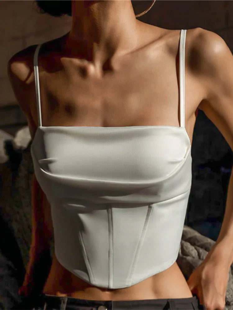 Spaghetti Strap Backless Crop Top