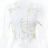 Coquette White Lace-Up Tank Top