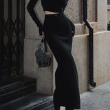 Corporate Girl High Waist Slit Maxi Skirt