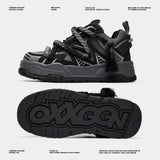 Retro Black Punk Cowhide Sneakers
