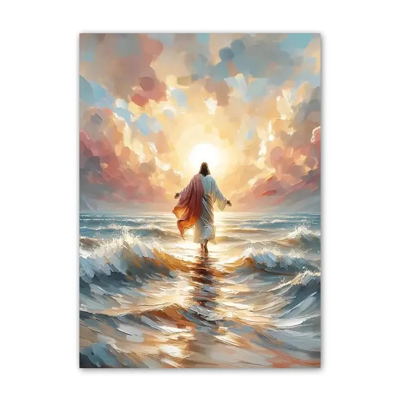 Jesus geht auf dem Wasser Poster
