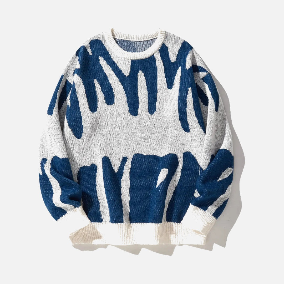 Irregular Jacquard pattern O-neck Sweater