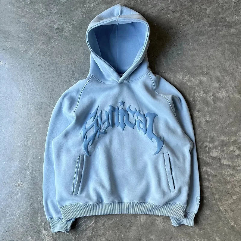 Y2K Letter Print Zip Vintage Hoodie
