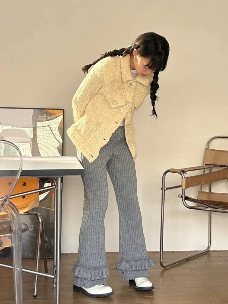Coquette Korean Ruffles Straight Pants