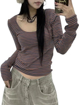 Striped U-Neck T-Shirt