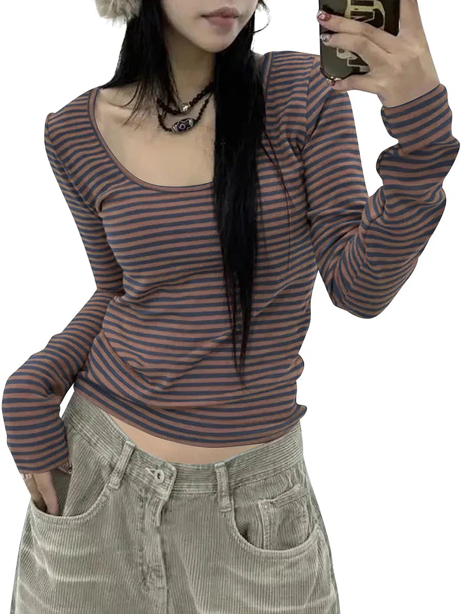 Striped U-Neck T-Shirt
