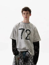 "72" Camouflage Long Sleeve Spliced T-Shirt