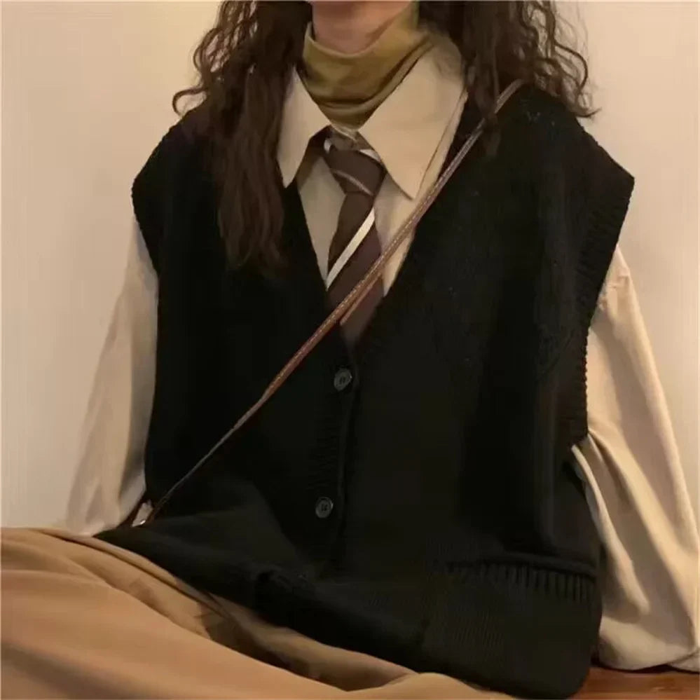 Dark Academia Sleeveless Cardigan