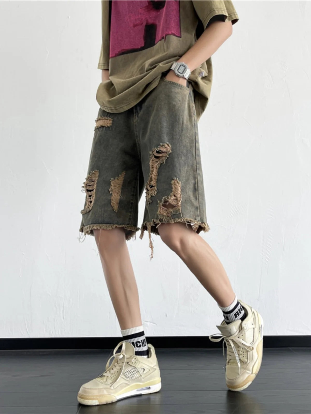 Y2K Distressed Denim Shorts