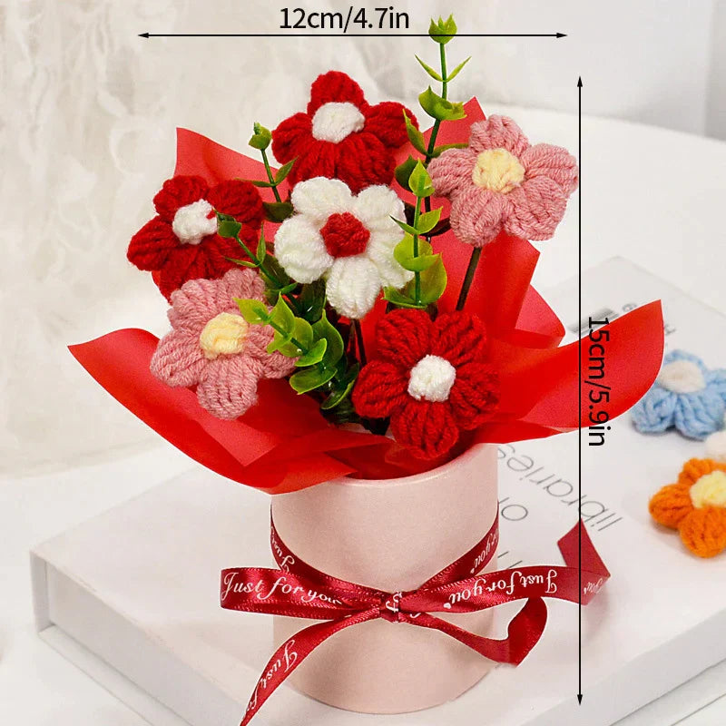Ramo de flores de ganchillo vintage con flores de rosa
