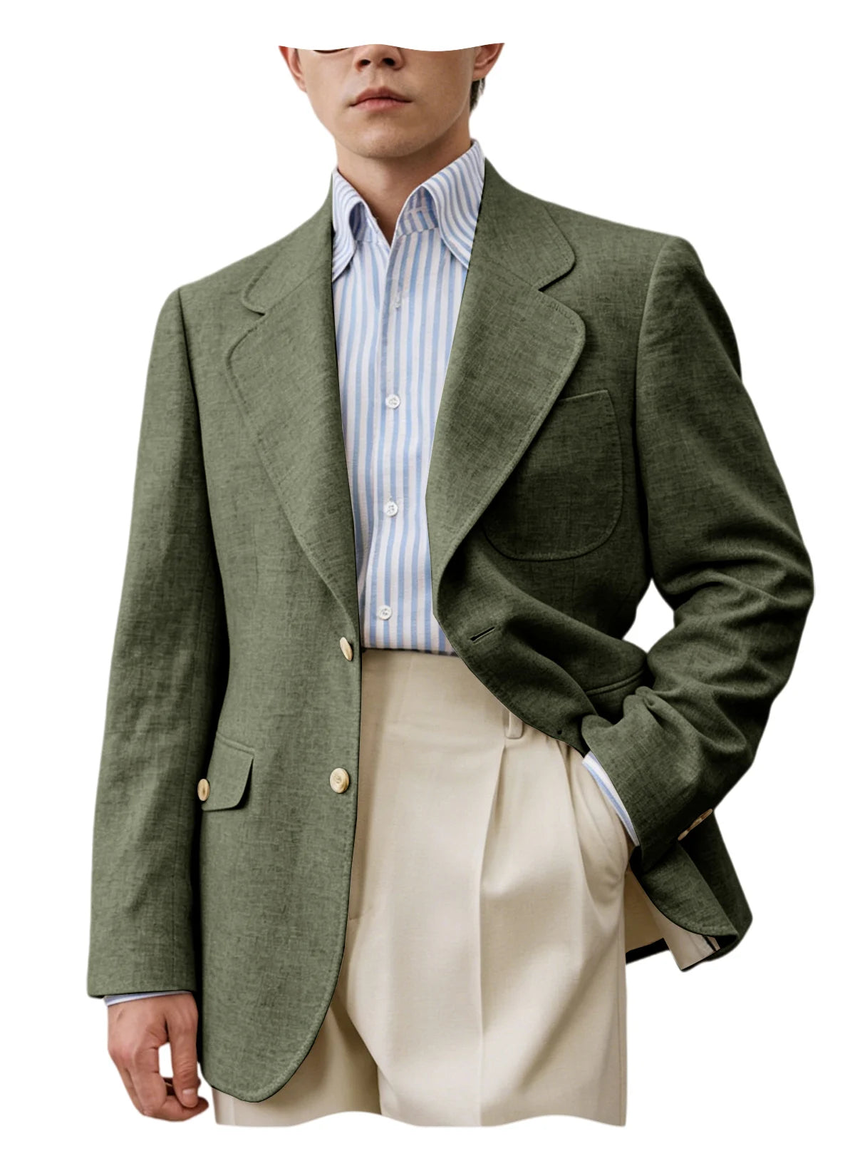 Men Natural Linen Blazer Suit Jacket