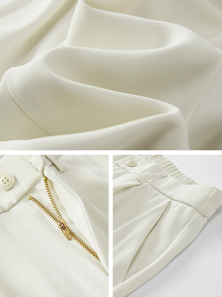 Semi-Wide Banded Waist Straight Loose Pants