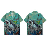 Weird Core Graphic Shark Hawaiian Beach Shirt