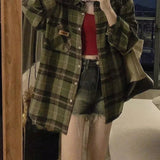 Vintage Oversize Green Plaid Shirt