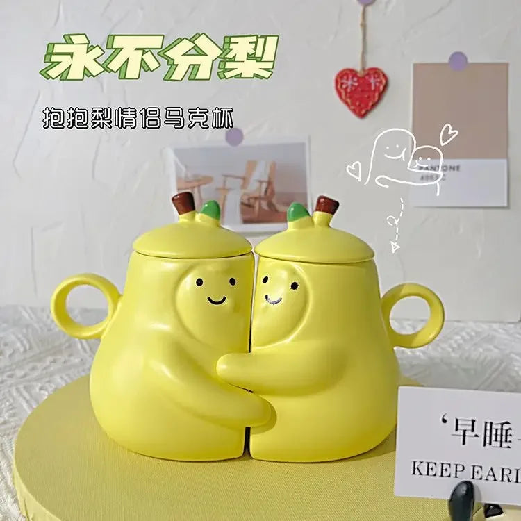 Pair of Pear-Shaped Couple Mugs