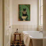 3 Funny Bathroom Black Cat Wall Art