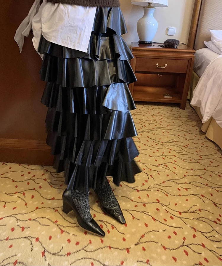 Waist Long Elegant Tiered Skirt