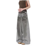 Vintage Grey Baggy Wide-Leg Jeans