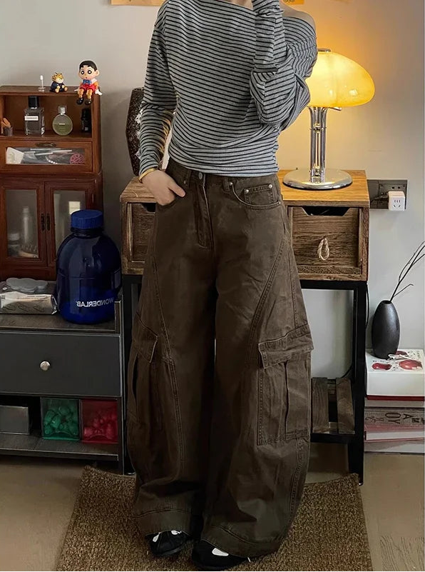 Vintage Wide Leg Cargo Pants