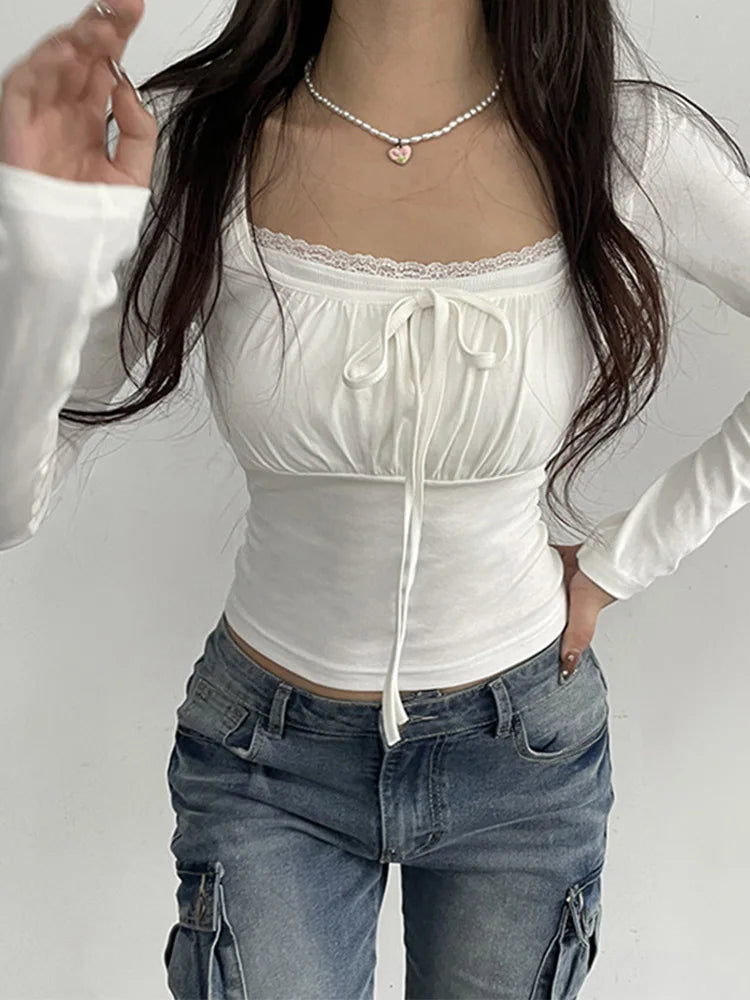 Coquette Bow Ruched Crop Top