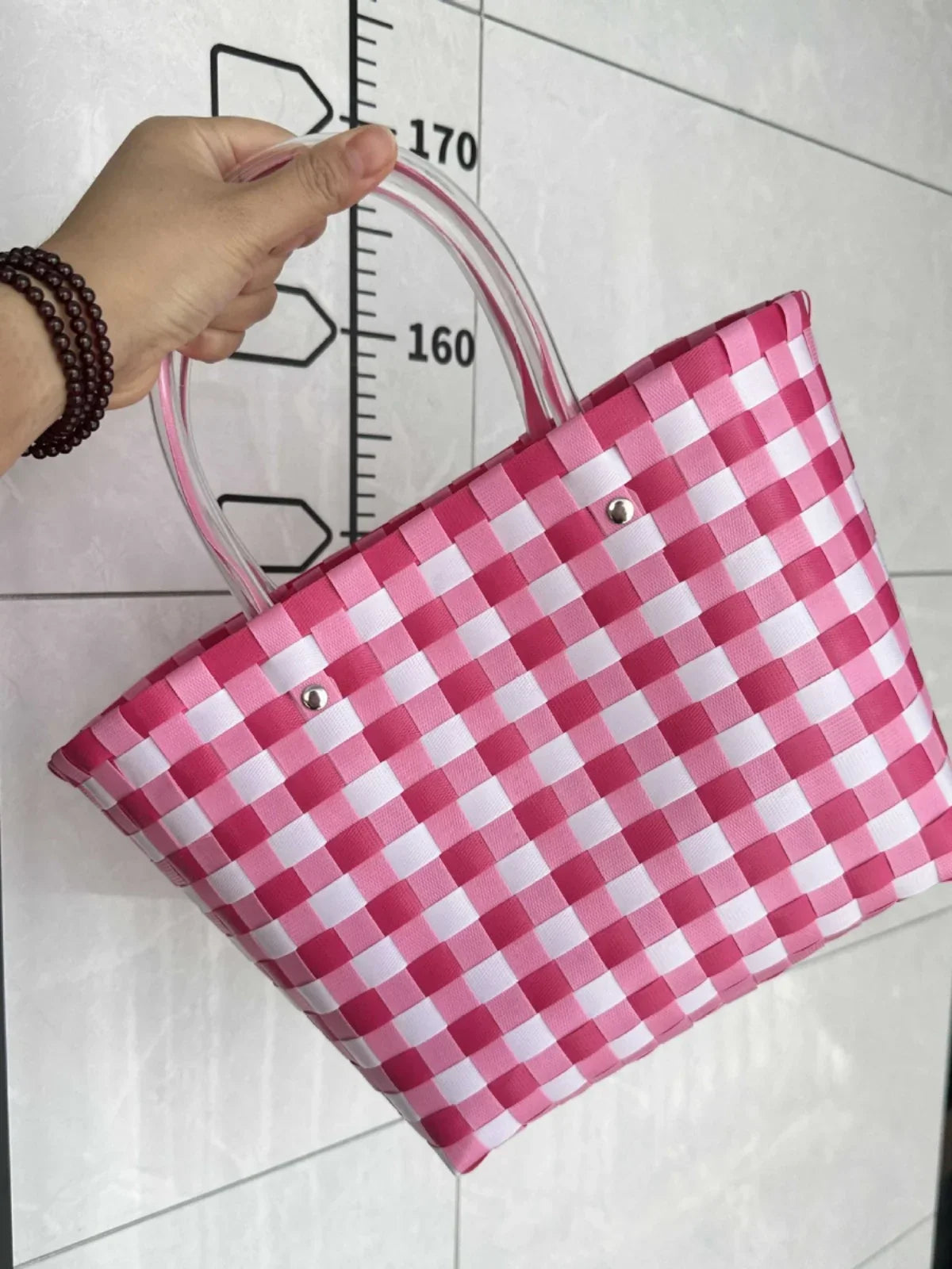 Plastic Handwoven Beach Handbag