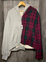 Oversized Plaid Red Zipper Hoodie