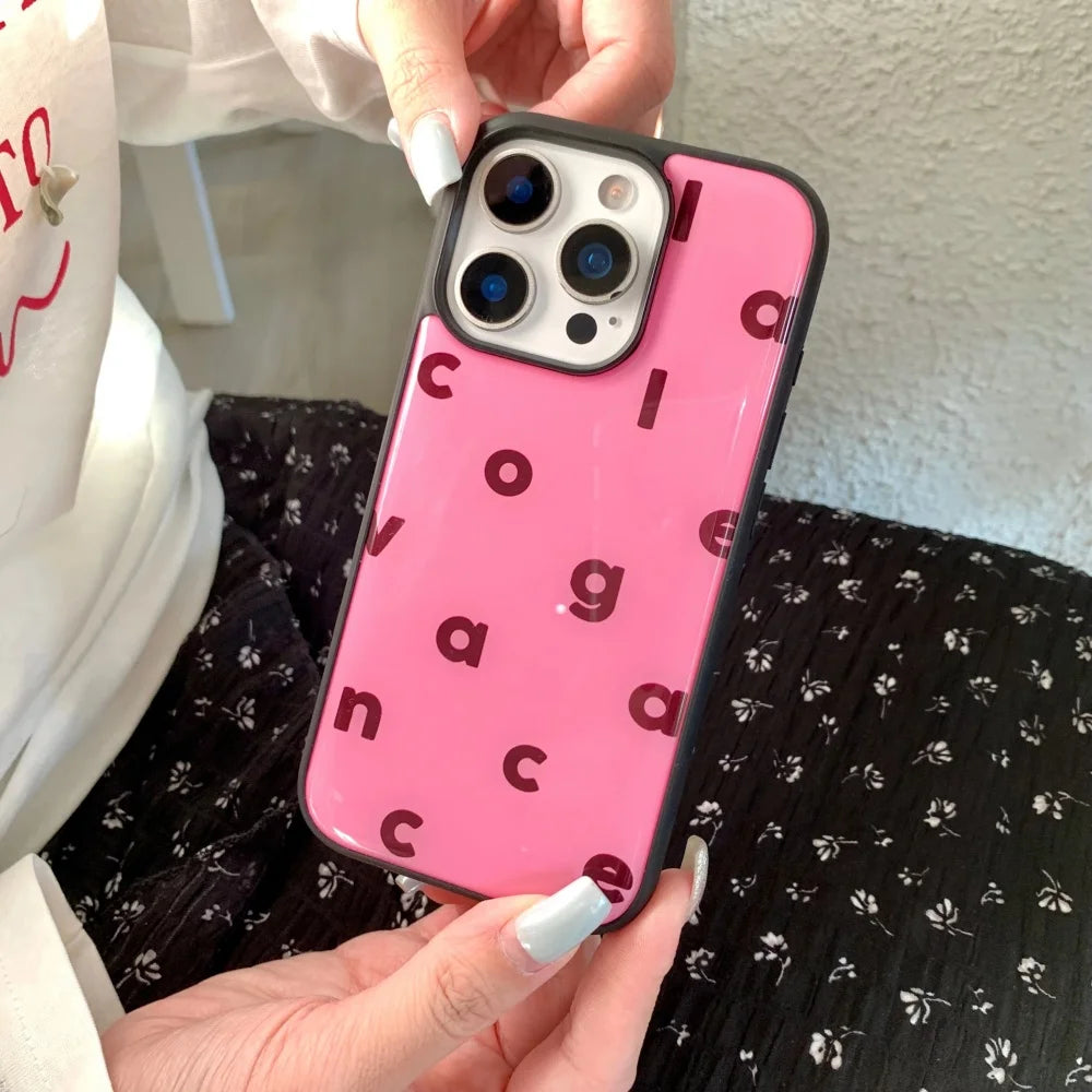 Barbie Core Letters Solid Color iPhone Cases