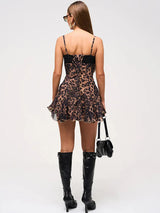 Leopard Lace Patchwork Mini Dress