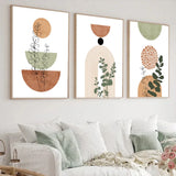 3 Modern Boho Abstract Shape Plant Poster