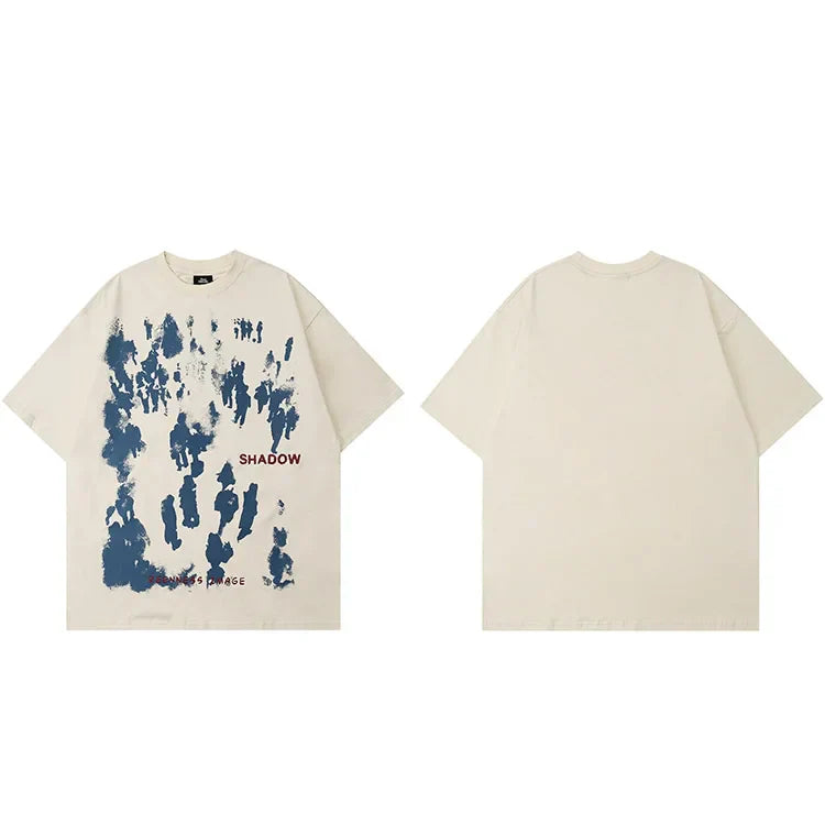 Shadow Letter Printed Hip Hop T-Shirt