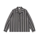 Gestreiftes Jacquard-Langarmhemd mit Kubakragen