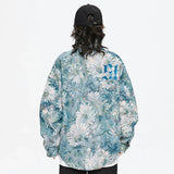 Faded Daisy Print Varsity Jacket