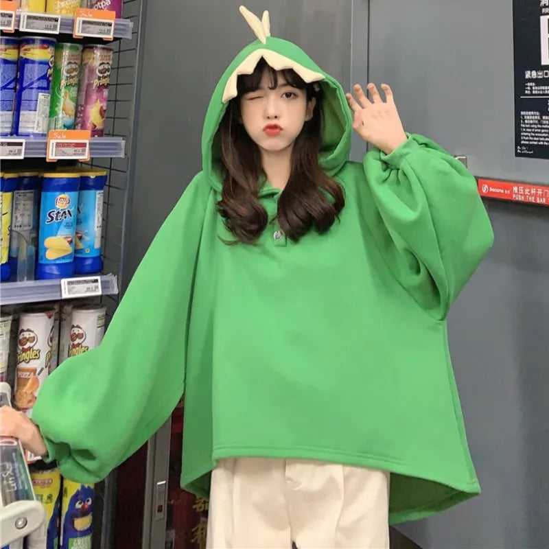 Cartoon Dinosaur Horn Cap Hoodies