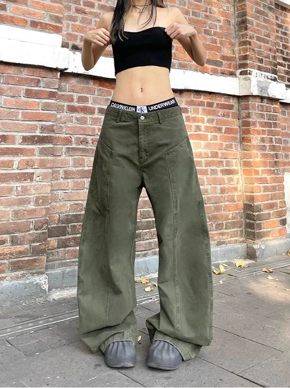 Vaqueros caqui estilo Y2K vintage