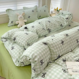 Vintage Cozy Pink Plaid Bedding Set