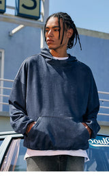 Basic Streetwear Baggy Blue Hoodie
