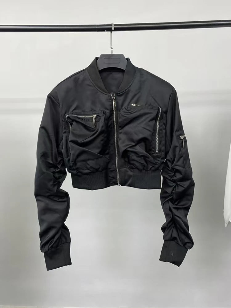 Motorcycle Cropped Biker Cropped Windbreaker Jacket